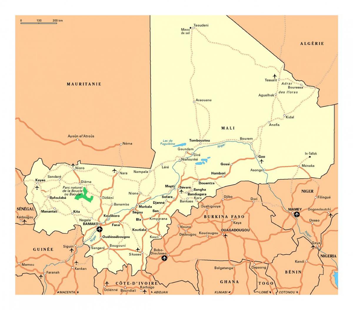 Peta bandar-bandar Mali