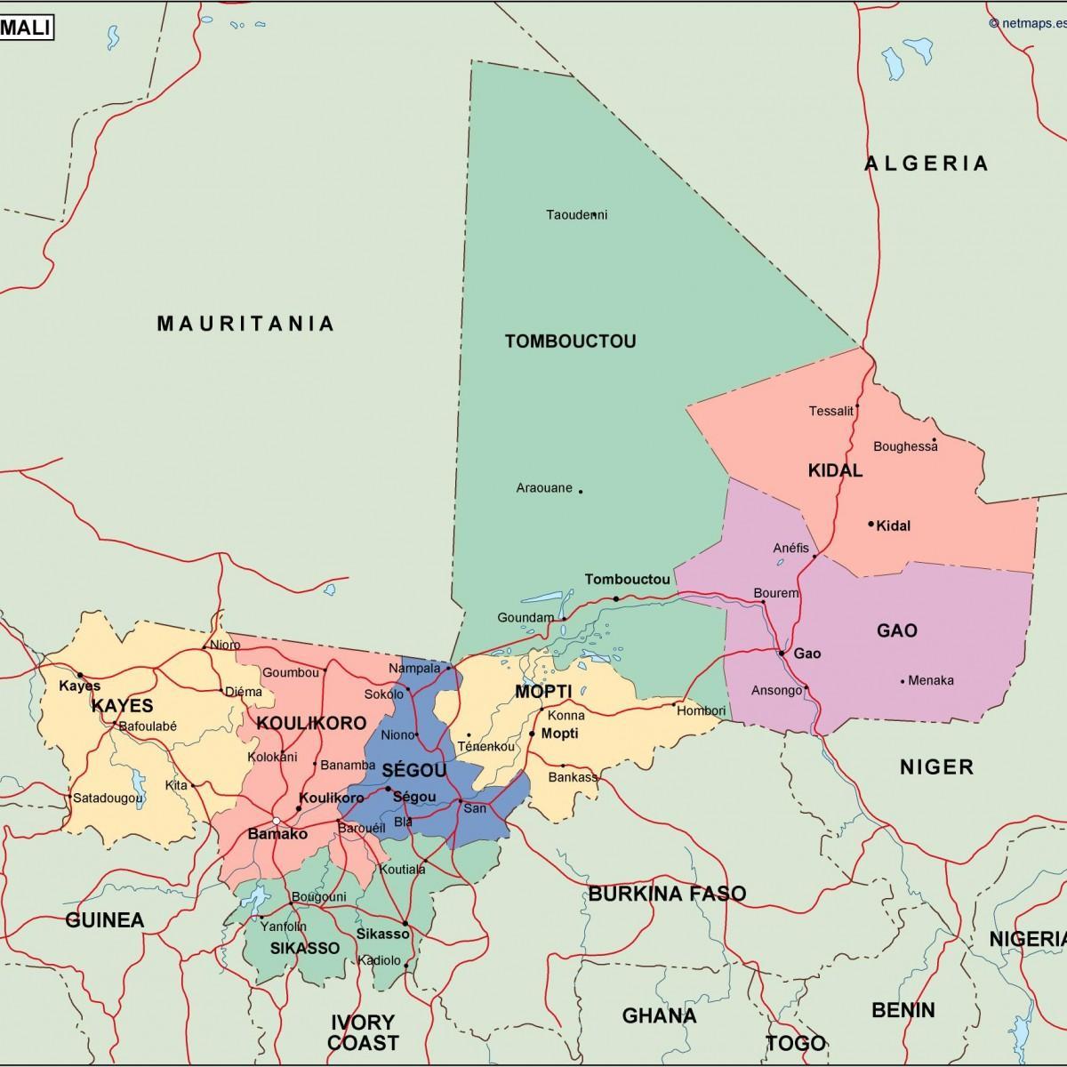 Peta politik Mali